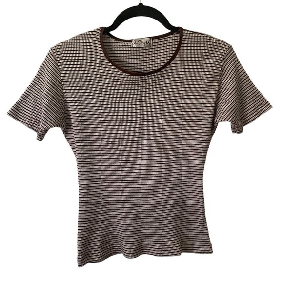 One Step Up Tops - 90's Y2K Vintage Bratz Lizzie McGuire Stripe Ribbed Baby Tee Spice Girls Shirt